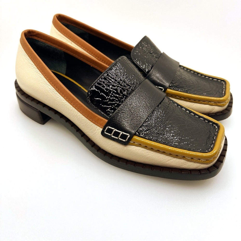 Tory Burch 70s Square Loafer 25mm Size 7
Perfect Blk/Cream/Tan Cuoio w/dust bag - Picture 12 of 17